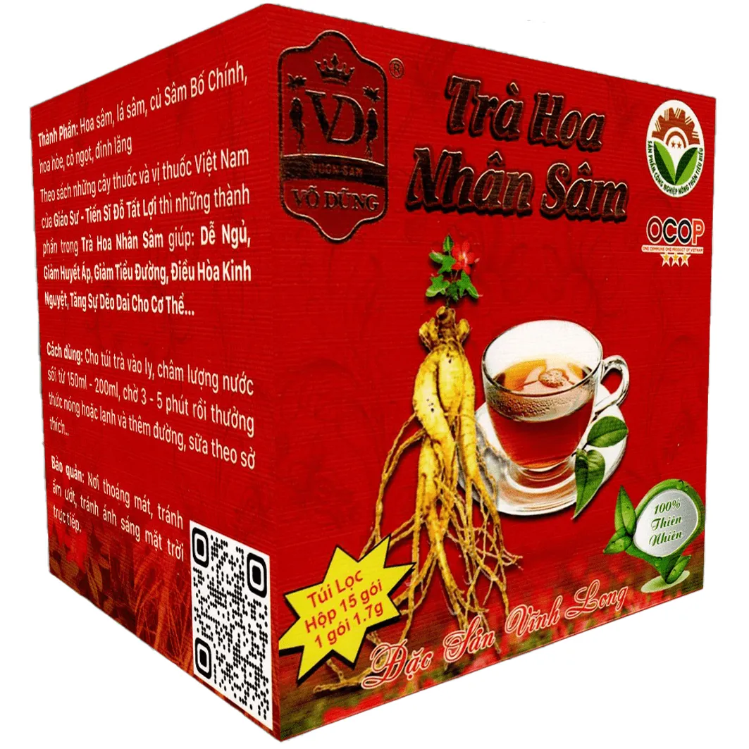 Trà hoa nhân sâm Võ Dũng hộp nhỏ (1,7g x 15 túi)